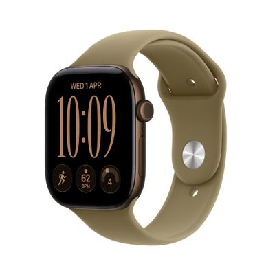 APPLE Watch Series 12 GPS 42mm Dark Bronze Aluminum Case with Olive Sport Band - M/L, Green,Brown - Thumbnail 2