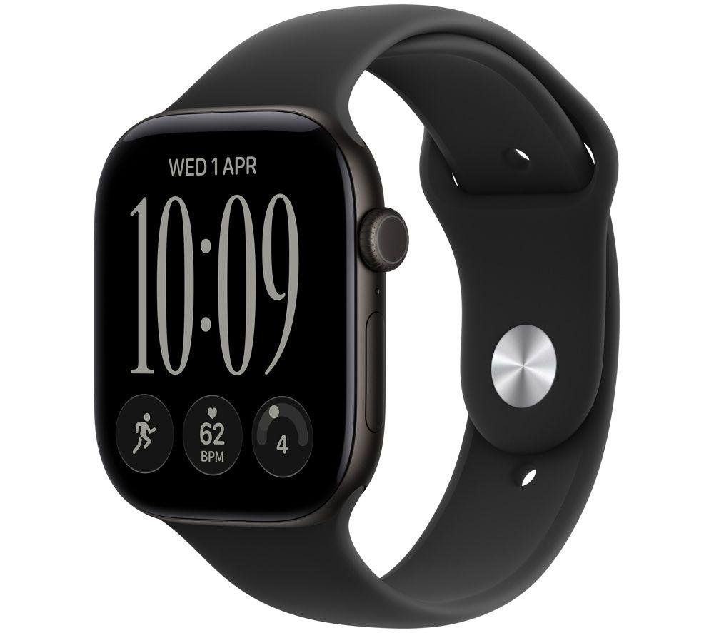 APPLE Watch Series 12 GPS 46mm Black Aluminum Case with Black Sport Band - S/M, Black - Image 1