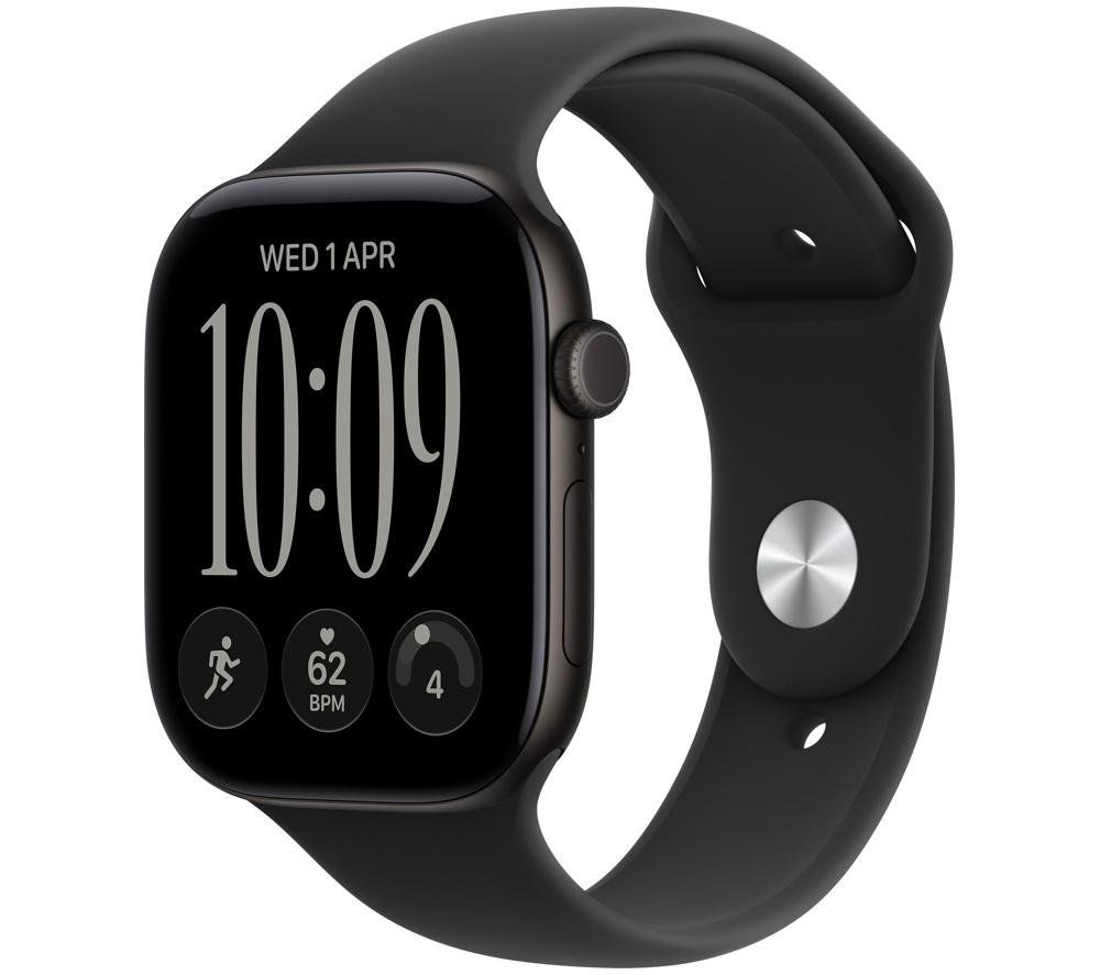 APPLE Watch Series 12 GPS 46mm Black Aluminum Case with Black Sport Band - M/L, Black - Image 1