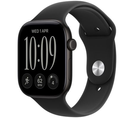 APPLE Watch Series 12 GPS 46mm Black Aluminum Case with Black Sport Band - M/L, Black