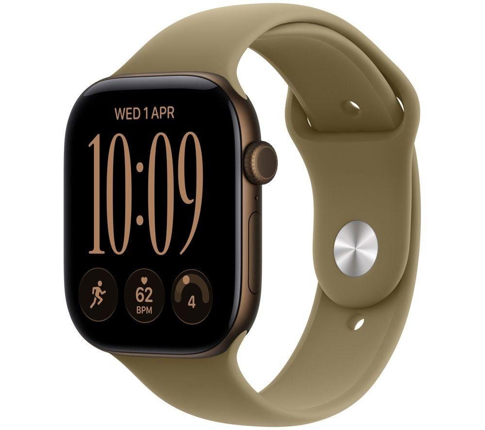 APPLE Watch Series 12 GPS 46mm Dark Bronze Aluminum Case with Olive Sport Band - S/M, Green,Brown - Image 1