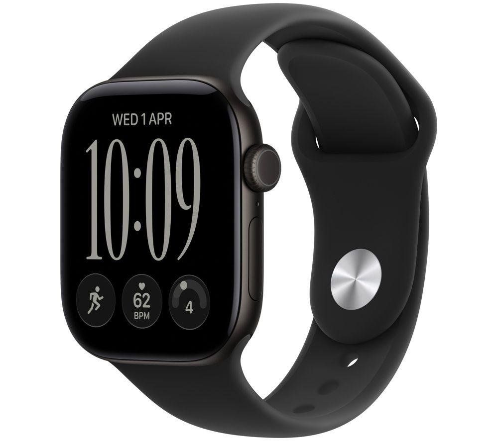APPLE Watch Series 12 GPS Cellular 42mm Black Aluminum Case with Black Sport Band - S/M, Black - Image 1