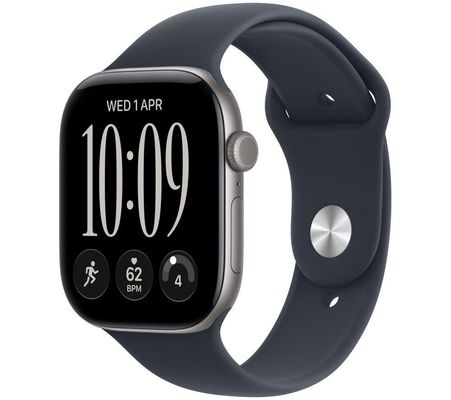 APPLE Watch Series 12 GPS Cellular 46mm Space Gray Aluminum Case with Navy Blue Sport Band - M/L, Blue,Silver/Grey