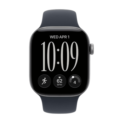 APPLE Watch Series 12 GPS Cellular 46mm Space Gray Aluminum Case with Navy Blue Sport Band - M/L, Blue,Silver/Grey - Thumbnail 3