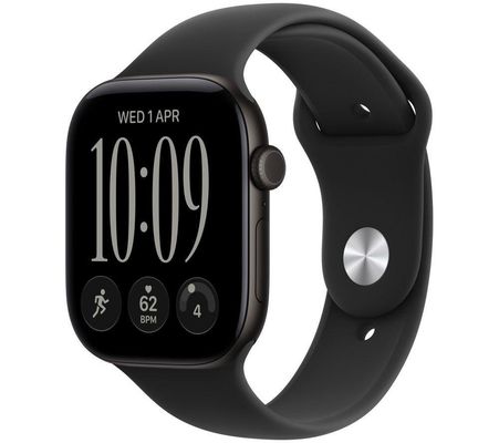APPLE Watch Series 12 GPS Cellular 46mm Black Aluminum Case with Black Sport Band - S/M, Black