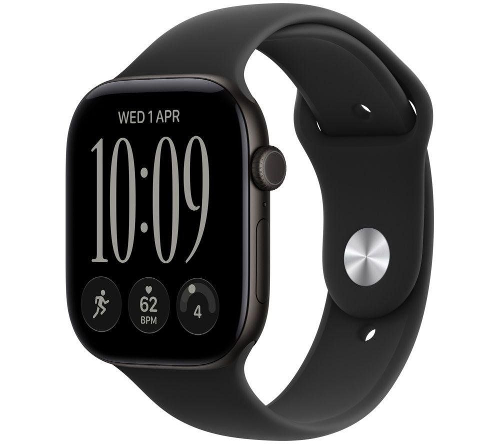 APPLE Watch Series 12 GPS Cellular 46mm Black Aluminum Case with Black Sport Band - M/L, Black - Image 1