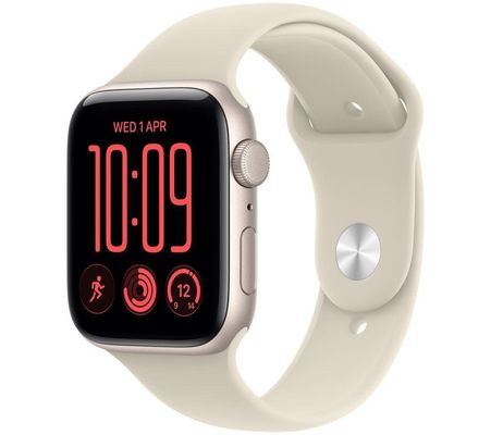 APPLE Watch SE 3 GPS 44mm Starlight Aluminum Case with Sand Sport Band - S/M, Cream