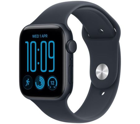 APPLE Watch SE 3 GPS 44mm Midnight Aluminum Case with Navy Blue Sport Band - M/L, Black,Blue