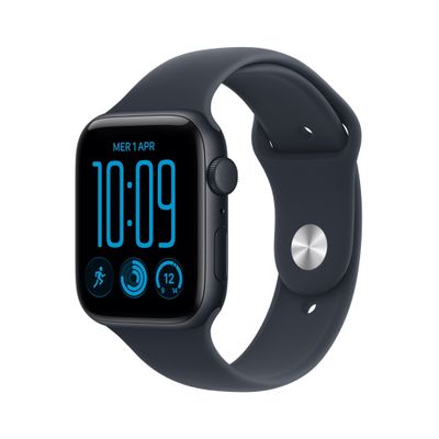 APPLE Watch SE 3 GPS 44mm Midnight Aluminum Case with Navy Blue Sport Band - M/L, Black,Blue - Thumbnail 2