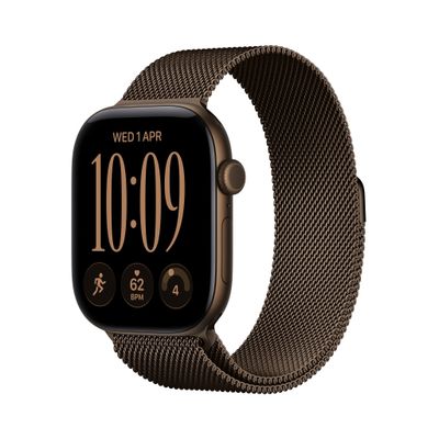 APPLE Watch Series 12 GPS 46mm Dark Bronze Aluminum Case with Dark Bronze Milanese Loop - M/L, Brown - Thumbnail 2