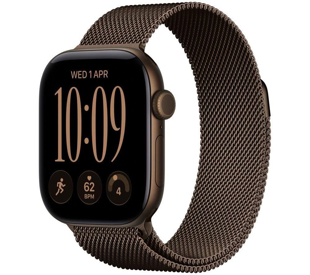 APPLE Watch Series 12 GPS Cellular 42mm Dark Bronze Aluminum Case with Dark Bronze Milanese Loop, Brown - Image 1