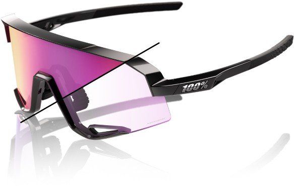 100% Slendale Sunglasses - Gloss Black / Purple Flash Mirror Photochromic Lens