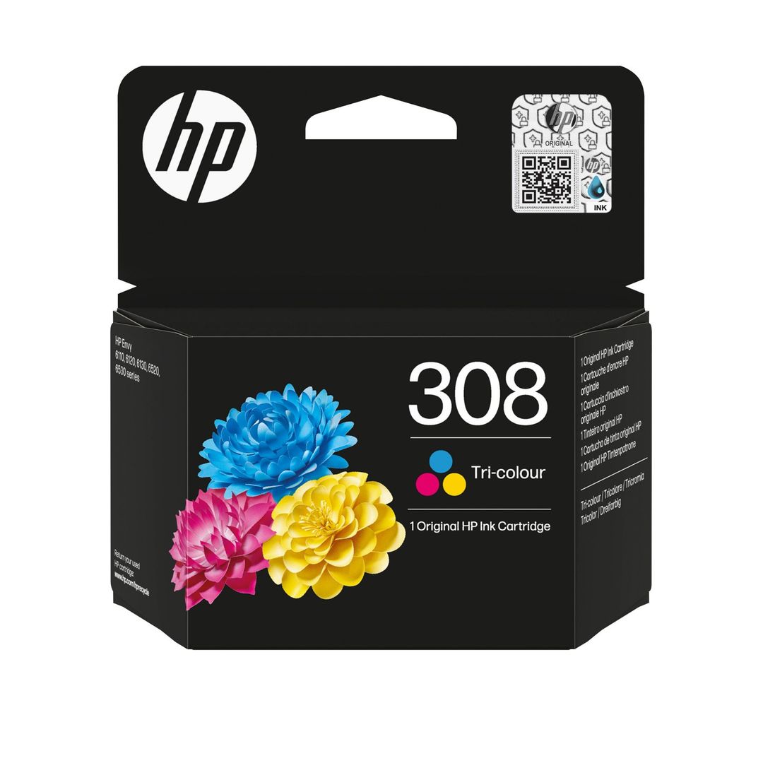 HP 308 Original Tri-colour Ink Cartridge, Tri-colour - Image 1