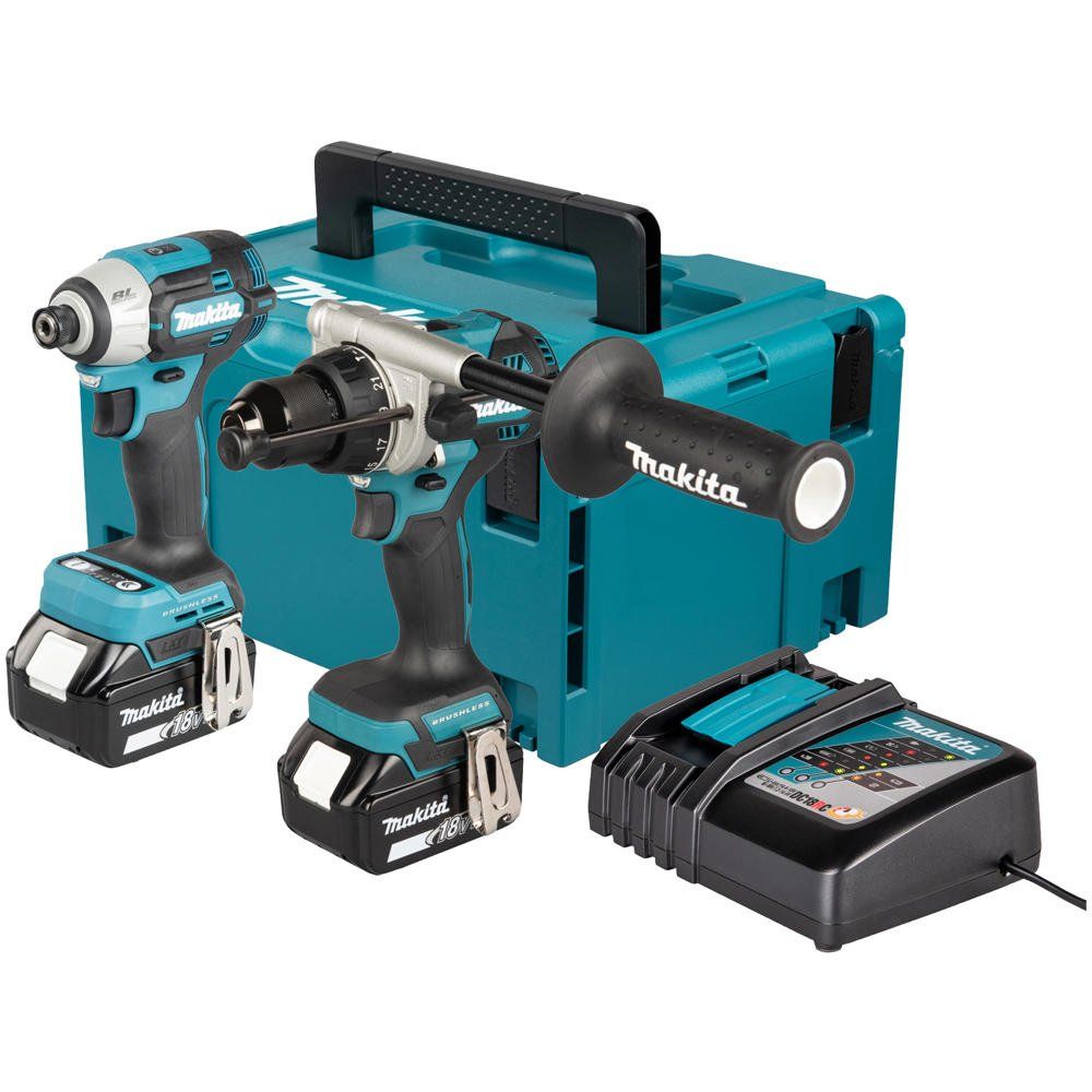 Makita DLX2566TJ 18v LXT Cordless Brushless Combi Drill and Impact Driver Kit 2 x 5ah Li-ion Charger Case - Image 1