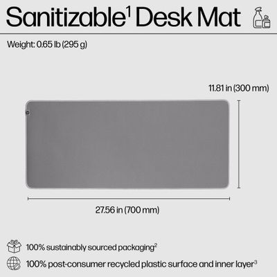 HP 200 Sanitizable Desk Mat - Grey - Thumbnail 2