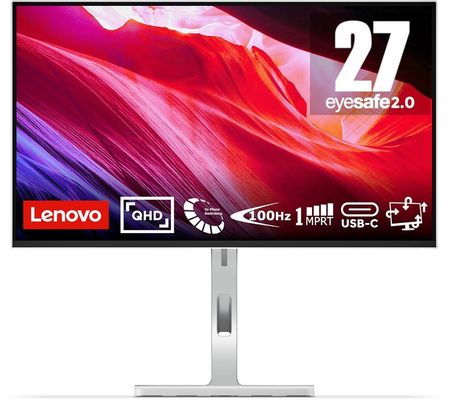 LENOVO L27h-4A Quad HD 27" IPS WLED Monitor - Grey, Silver/Grey - Thumbnail 2