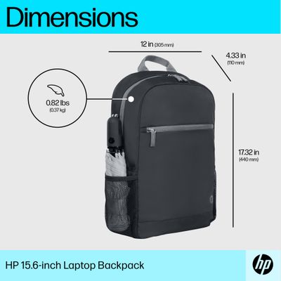 HP 15.6" Everyday Laptop Backpack - Black & Grey, Black,Silver/Grey