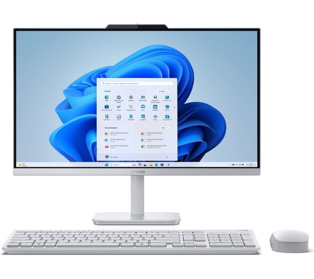 LENOVO A100 23.8" All-in-One PC - Intel®Core i3-N305, 512 GB SSD, Cloud Grey, Silver/Grey - Image 1