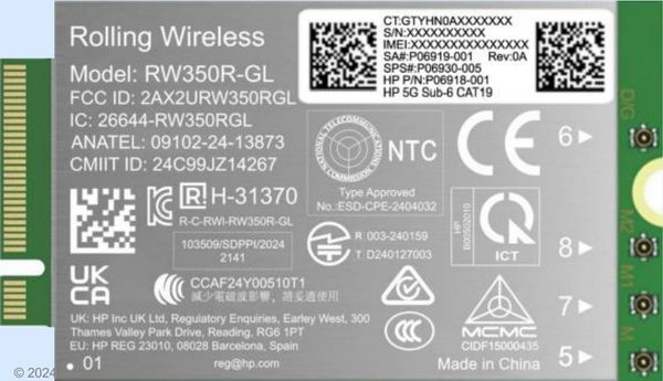 HP 5G Sub-6 WWAN interface cards/adapter Internal