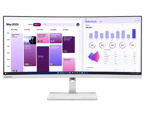 LENOVO L34W-4C Ultra-Wide Quad HD 34 Curved VA Monitor - Grey, Silver/Grey