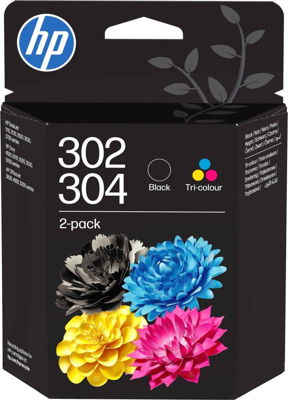 HP 302/304 Tri-colour and Black Ink Cartridge - Pack of 2, Black & Tri-colour - Image 1