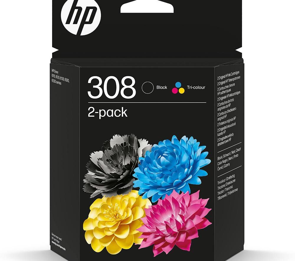 HP 308 Original Combo Black/Tri-colour Ink Cartridge, Tri-colour,Black - Image 1