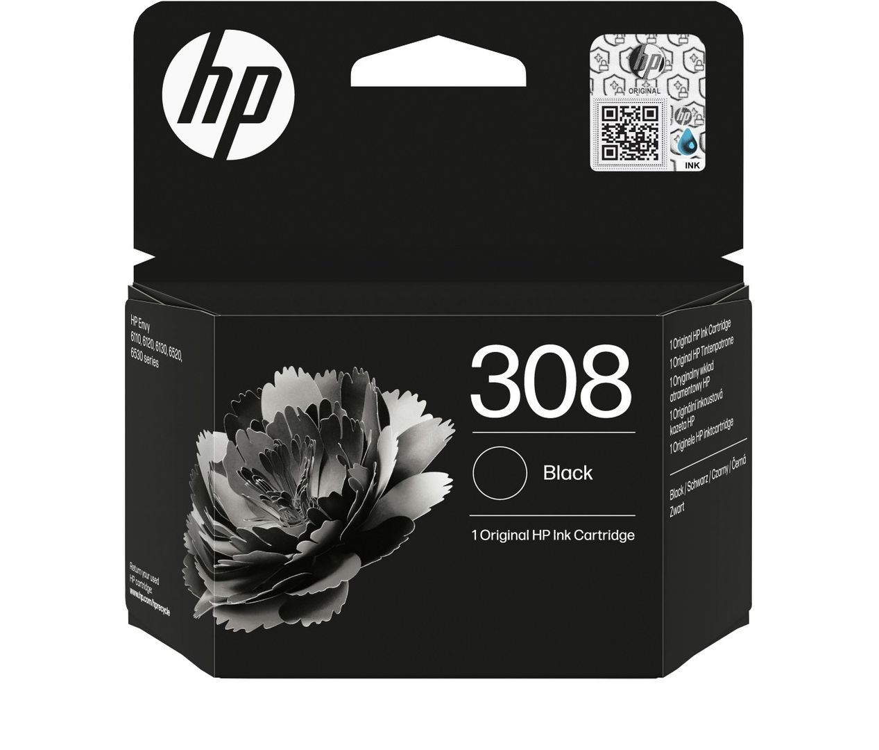 HP 308 Original Black Ink Cartridge, Black - Image 1