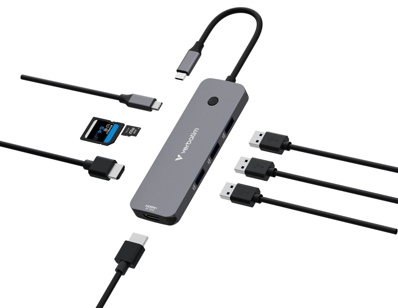 Verbatim CMH-08 USB Type-C 5000 Mbit/s Silver - Image 1