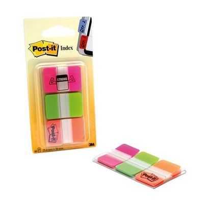 Post-It Index Flags Strong Repositionable 25x38mm 3x22 Tabs Pink Green