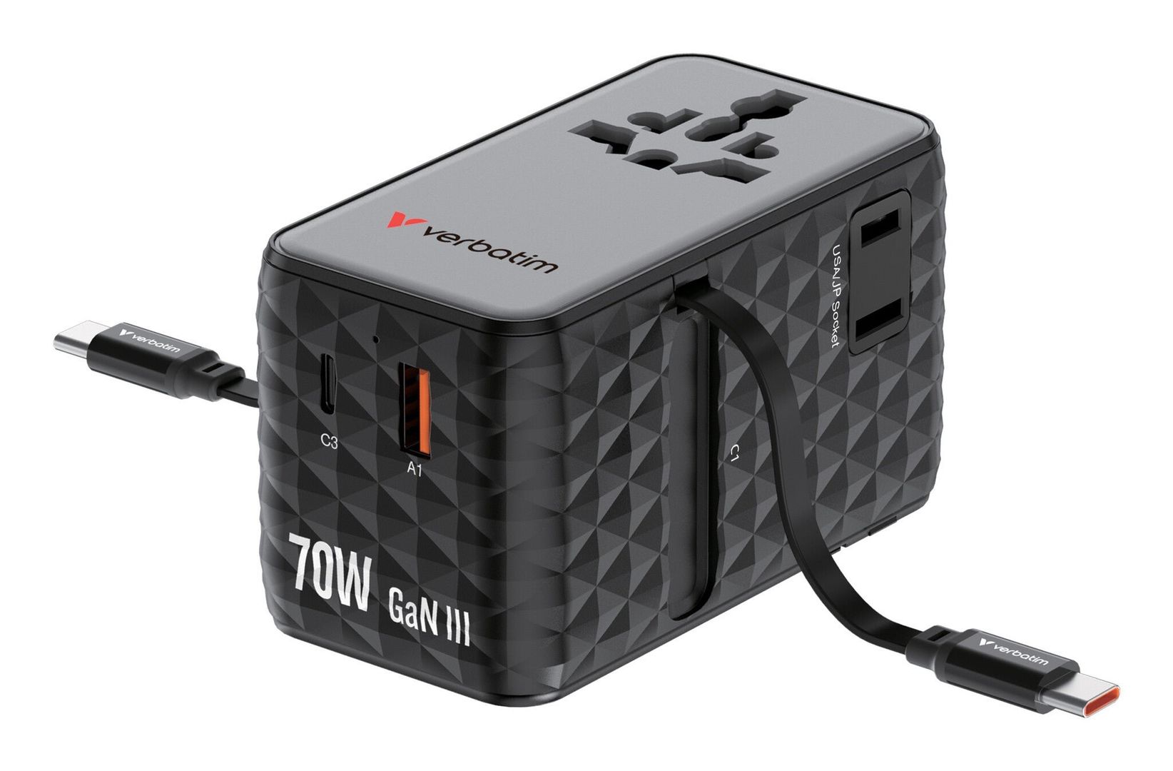 Verbatim Charge 'n' Travel 70W 2C retractable Universal Trav - Image 1