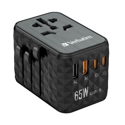 Verbatim UTA-05 65W GaN III Universal Travel Adapter with 2 x USB-C PD