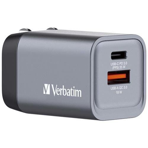 Verbatim GNC-35 GaN Charger 35W with 1 x USB-C PD 35W / 1 x USB-A QC 3 - Image 1