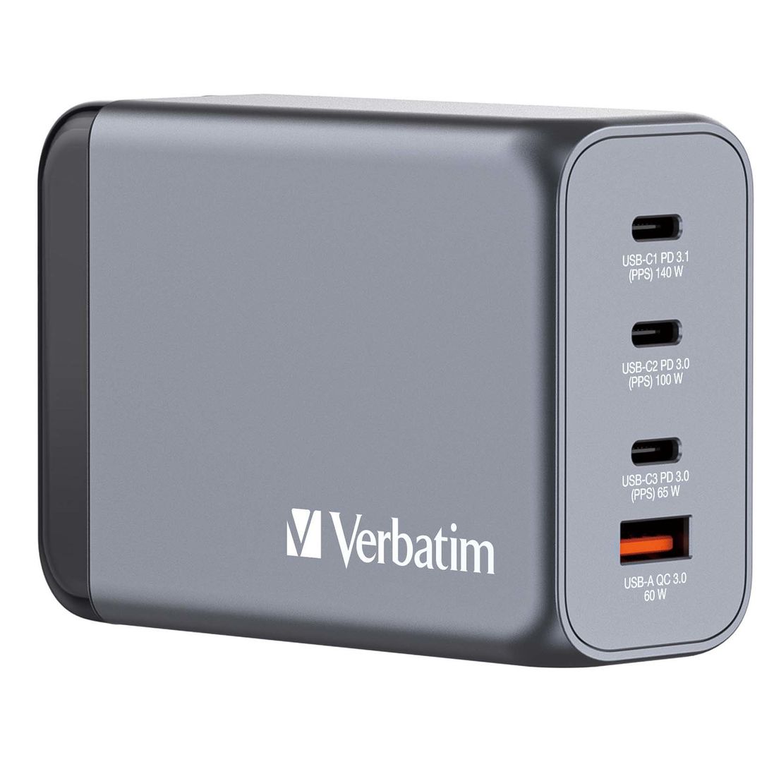 Verbatim GNC-240 GaN Charger 240W with 1 x USB-C 140W /1 x USB-C 100W - Image 1