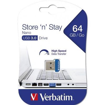 Verbatim Store 'n' Stay NANO - USB 3.0 Drive 64 GB - Blue