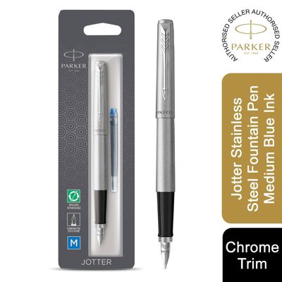Parker Jotter Medium Nib Original SS Fountain Pen with Gift Box - 6cm