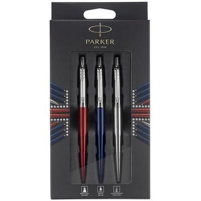Parker Jotter London Trio Discovery Pack Royal Blue Barrel Ballpoint Pen + Kensington Red Barrel Gel Pen & Stainless Steel Mechanical Pencil - 2032740