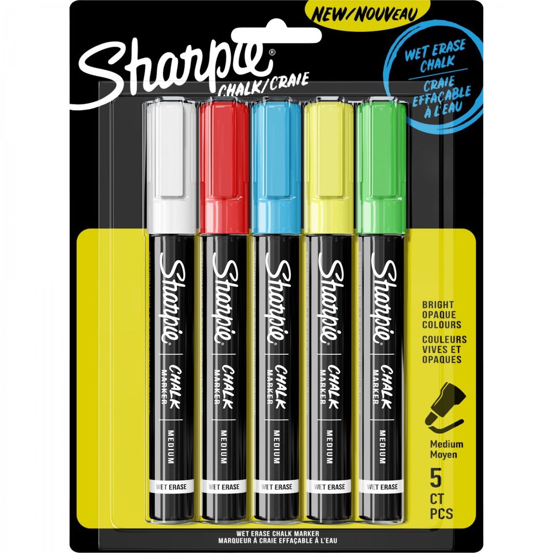 Sharpie 2157733 chalk marker Bullet Blue, Green, Red, White, Yellow 5 pc(s) - Image 1