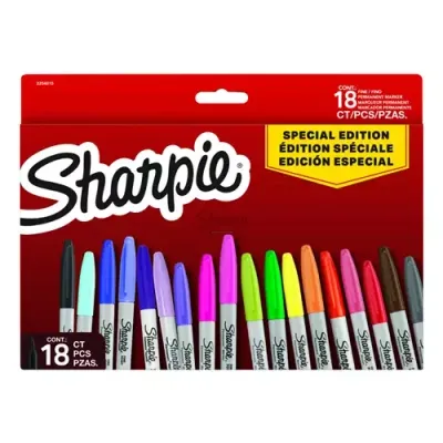 Sharpie Fine Permenant Marker Assorted Colours (Pack 18) - 2204015
