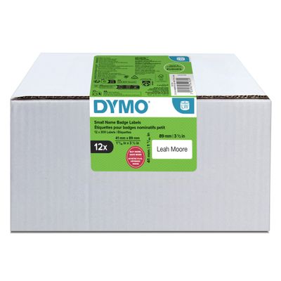DYMO Authentic LabelWriter Small Name Badge Labels | 41 mm x 89 mm | Self-Adhesive | 12 Rolls of 300 Easy-Peel Labels (3,600 Count) | for LabelWriter Label Makers | Made in Europe