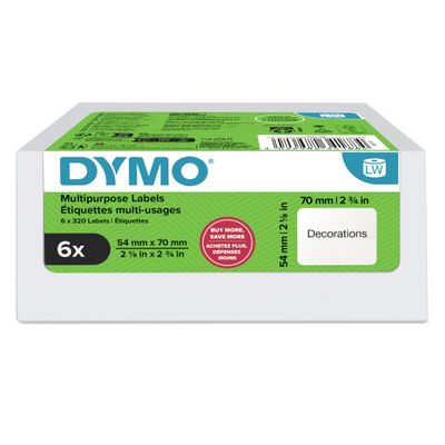 DYMO LW MULTI-PURPOSE LABELS 74x70MM 6 ROLLS White Self-adhesive print