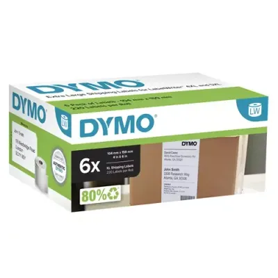 DYMO Authentic LabelWriter Extra Large Shipping Labels | 104 mm x 159 mm | Self Adhesive | 6 Rolls of 220 Easy-Peel Labels (1,320 Count) | for LabelWriter 4XL/5XL Label Makers - Thumbnail 2