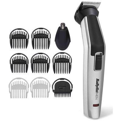 BABYLISS Men 7255U 10-in-1 Titanium Multi-Trimmer - Silver & Black, Black,Silver/Grey