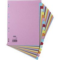 Elba Coloured Card Dividers A4 Euro Punched 20 Part 400007438
