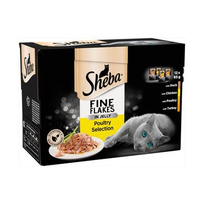 Pack of 12 Sheba Fine Flakes Poultry Jelly - Thumbnail 2