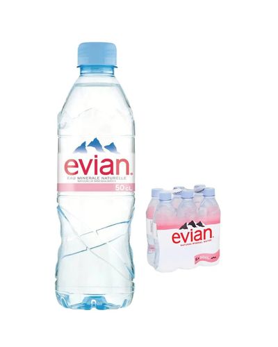 Evian Natural Spring Water Plastic Bottle Multipack, 5 x 6 x 500 ml - Thumbnail 2