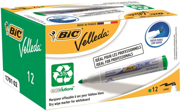 BIC Velleda 1701 Whiteboard Marker Bullet Tip 1.5mm Line Green Pack of