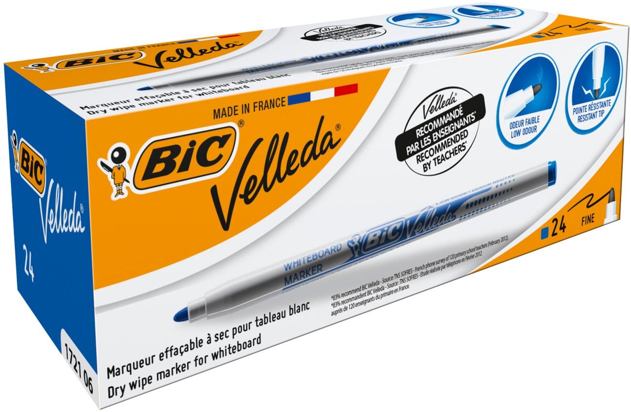 Bic Velleda 1721 Whiteboard Marker Fine Blue (Pack of 24) 841841 - Image 1