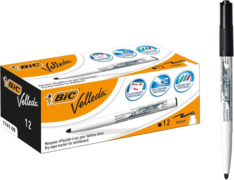 BIC Velleda 1741 marker 12 pc(s) Bullet tip Black - Image 1