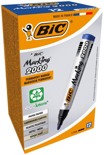 Bic 2000 Permanent Marker Bullet Tip Blue (Pack of 12) 8209143