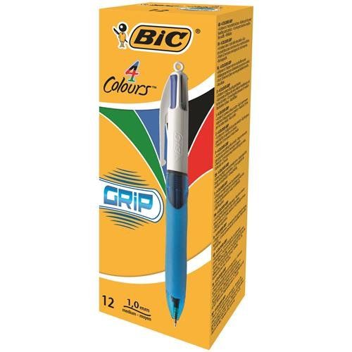 BIC 4 Colours Grip Black. Blue. Green. Red Clip-on retractable ballpoi - Image 1